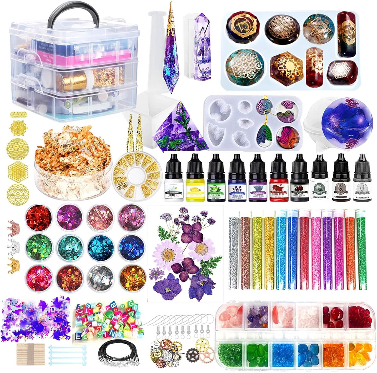 125-Piece Resin Jewelry Making Kit – Complete Resin Kit with Molds, Glitter, Powders & Accessories for DIY Crafts